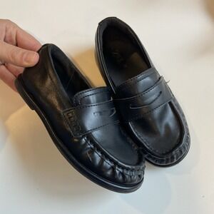 Zara Black Leather Penny Loafer Kids Size EU 26 US 9/9.5 Preppy Slip On